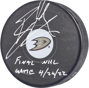 Ryan Getzlaf Anaheim Ducks Autographed Hockey Puck w/Final NHL Game Inscription - Picture 1 of 3