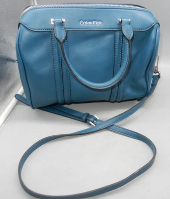 CALVIN KLEIN teal leather matte Satchel Crossbody Bag NWOT - Image 1 of 4