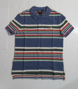 Polo Ralph Lauren Boys Short Sleeve Polo Shirt Blue Multicolor Stiped Size 5 - Picture 1 of 3