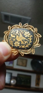 Used Vintage Bird Pin Spain Gold Tone Black Enamel See Pictures & Descreption - Bild 1 von 7
