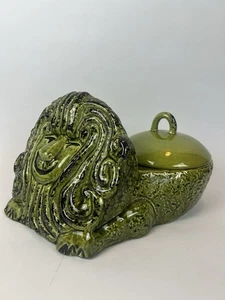 Mid Century grüne Keramik Löwe Deckelschale Figur MCM Pottery - Bild 1 von 24