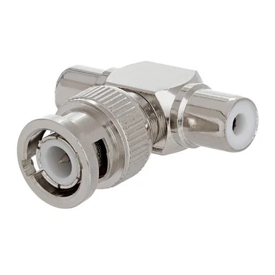 BNC Male to 2-RCA Female Coax Coaxial Video Y-Splitter Adapter Connector CCTV - Image 1 of 3