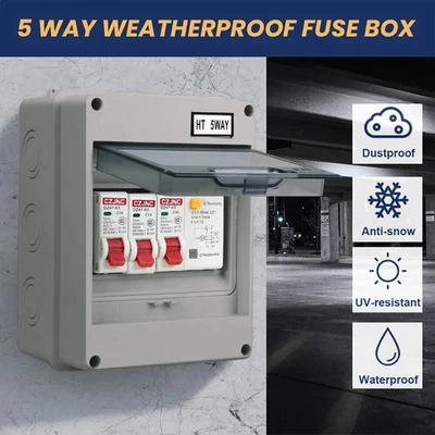5 Way Garage Consumer Unit Protective Housing Fuse Box Cover Electrical Tools UK