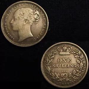 GRAN BRETAÑA, REINA VICTORIA, CHELÍN 1874, PLATA, MUY BUEN ESTADO. - Imagen 1 de 1