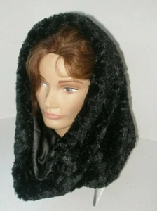 Bufanda combinada con cuello y cuello Faded Glory Infinity negra de piel sintética nueva con etiquetas - Imagen 1 de 6