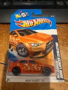 2012 Hot Wheels Heat Fleet Mitsubishi 2008 Lancer Revolution #158 Orange - Picture 1 of 1