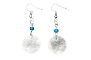 Nácar Pendientes Miniblings Remolque Blanco Verdaderos Conchas Perla Azul 20mm - Imagen 1 de 4