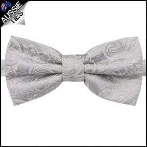 Light Silver with Ivory Paisley Bow Tie - Picture 1 of 1