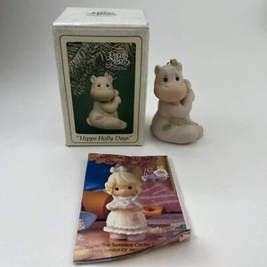 Enesco Precious Moments Ornament Nilpferd Holly Days Bisque 1995 mit Box - Bild 1 von 12