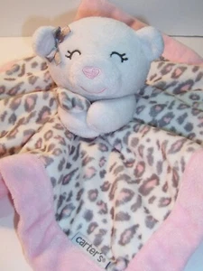 SECURITY BLANKET - Carter’s Bear Leopard Cheetah Pink Gray Lovey 67035 - VGC - Picture 1 of 5