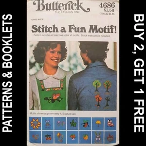Vintage Butterick Stitch a Fun Motif Transfer Patterns #4686 OS CUT - Picture 1 of 12