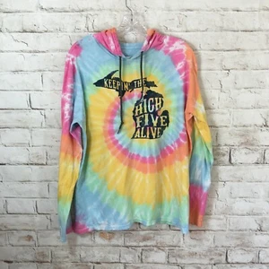 Dyenomite Women Size M Keepin The High Five Tie Dye Multi-Color Pullover Hoodie - Picture 1 of 5
