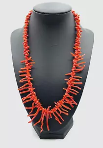 Vintage traumhafte Korallenkette Stäbchen Koralle Collier Verlauf L 52 cm B 45mm - Bild 1 von 7