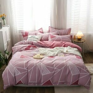 European Bedding Sets Stripe Bed Sheet Pillwocases Quilt Cover Double Queen Size