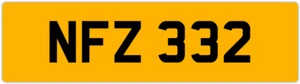 NFZ 332 N 3x3 PLACA DE MATRÍCULA PRIVADA SIN FECHA NAT NAD NADIA NEL NEIL NIALL NINA NS - Imagen 1 de 1