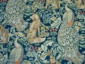 WILLIAM MORRIS CURTAIN FABRIC "Forest Velvet" 3.4 METRES AZURE COTTON VELVET - Picture 1 of 8