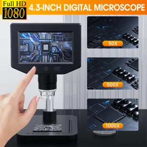 Microscopio video digitale 4,3'' 1080P 1000X USB saldatura moneta timbro microscopio - Foto 1 di 9