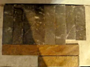 11 PIECES LONG SLATE TILE PIECES 2.5" WIDE ( 8 @ 1.5" 3 @ 9" LONG ) - Picture 1 of 1