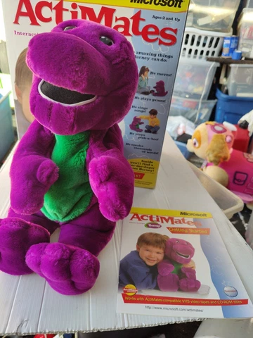 RARE!Microsoft Interactive Barney Purple Dinsosaur Talking 1997 with box&manual! Cover