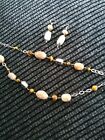 NEW PICTURE JASPER AND TIGER'S EYE 2 STRAND BEADED STERLING SILVER NECKLACE 