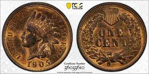 CENTAVO CABEZA INDIA 1905 1C PCGS MS64RB escudo dorado - Imagen 1 de 1