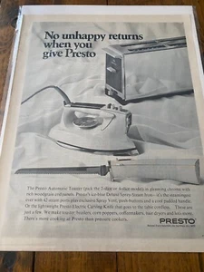 Vintage 1968 Presto Appliances No Unhappy Returns ad - Picture 1 of 1