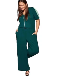 Sheego Kaleidoscope Plus Size 22 24 Green Wide Legged 30" I/ Leg JUMPSUIT  £65 - Picture 1 of 2