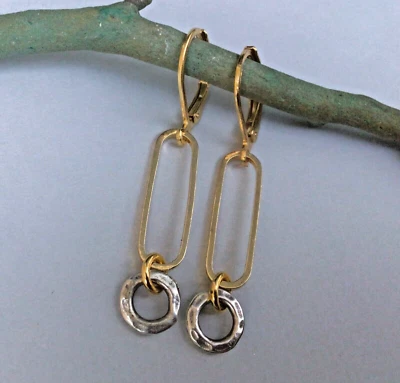 NEW HANDCRAFTED SUNDANCE CHARM LINK EARRINGS HANDMADE ARTISAN JEWELRY - Image 1 of 4