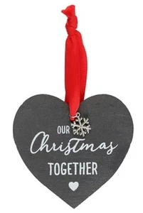 Slate Christmas Hanging Decorations - "First Christmas Together" - Picture 1 of 1