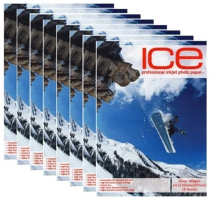 200 ICE 180 gsm A4 papier jet d'encre photo professionnel monoface recouvert de brillant - Photo 1/1