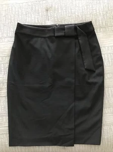 Ann Taylor 6 Black Faux Wrap Skirt Satin Bow Dressy $89 - Picture 1 of 7