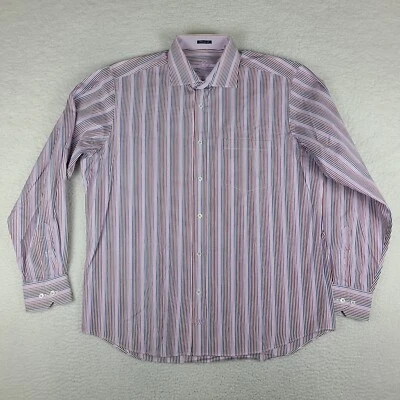 Camisa Bugatchi Uomo Para Hombres Grande Púrpura Azul Rayas Calce Clásico Vestido Abotonado * Foto 1 de 4