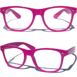 Gafas de lentes transparentes magenta años 80 RETRO nerd hipster moda borde de cuerno fresco gafas - Imagen 1 de 3