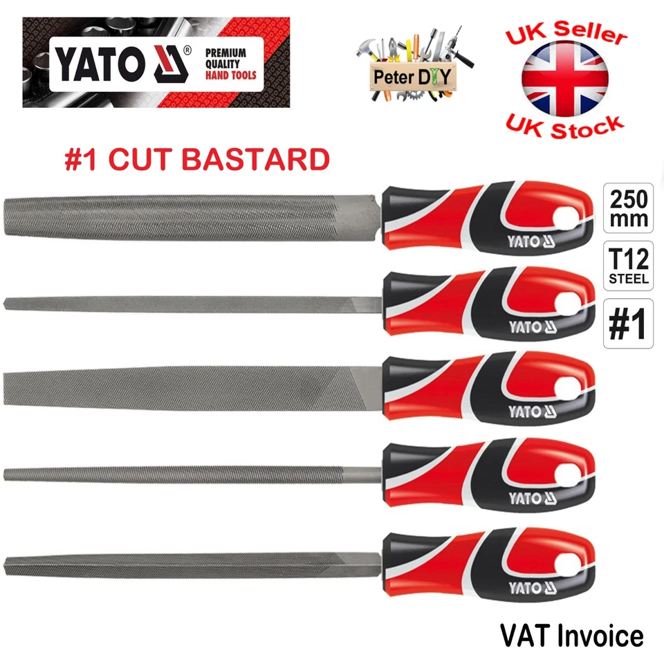STEEL FILES 250mm(10")  CUT #1 BASTARD - YATO Professional Metal T12 - Image 1 of 1
