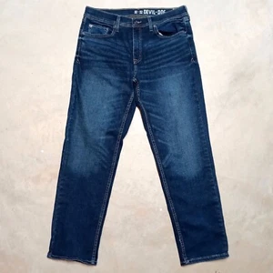 *LEGGI* Jeans denim elasticizzato sanforizzato atletico Devil-Dog taglia 32x32 (adatto 33x30) - Foto 1 di 12