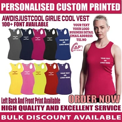 Personalised Custom AWDis Girlie Cool Vest Yoga Gym Sports Jogging JC015 - Image 1 of 4