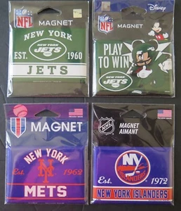 FOUR (4) NEW YORK JETS AND OTHERS, 2.5" X 3.5" METAL MAGNETS FROM WINCRAFT - Picture 1 of 5