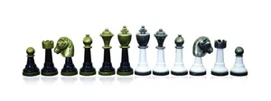 Italfama Metal/Wood Chess Pieces Set Black/White Gold/Silver Plated 7.5 cm Italy - Picture 1 of 1