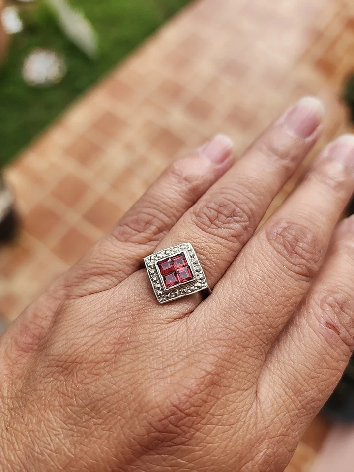 Piedras preciosas de rubí, joyería de plata de ley 925 talla 6 Foto 1 de 1