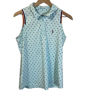 Under Armour Light Blue Ditsy Floral Sleeveless Polo Tank Top 1/4 Zip Sz M - Foto 1 di 9