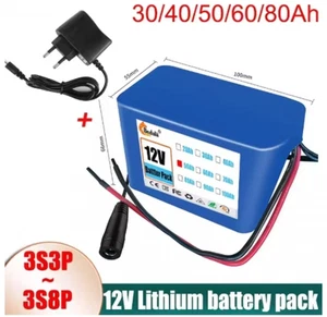 12V 50Ah Rechargeable Li-lon Battery Pack 3S5P with BMS for Fishing Bicycle - Picture 1 of 17