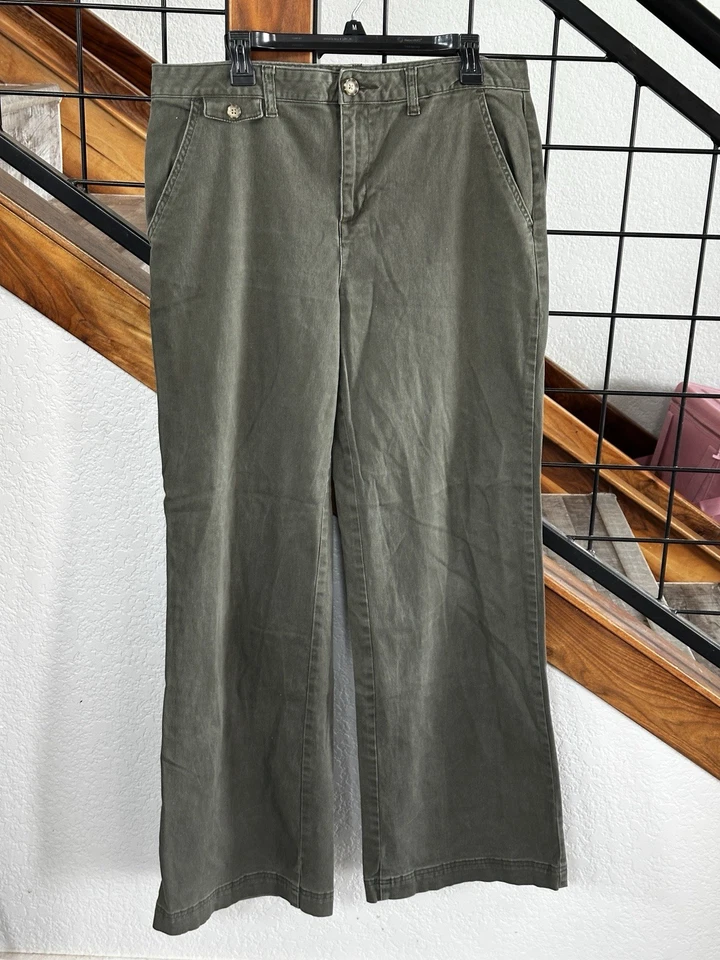 Long tall sally Sz 14 Olive Green Wide Leg Slacks Pants - Image 1 of 4