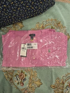 Polo Ralph Lauren Mini-Cable Cotton Girl Cardigan Laguna Pink Size : XL - Picture 1 of 5