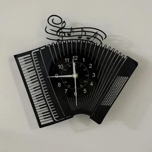 Vinyl Wall Clock Silent Non Ticking Record Accordion Arched Crown For Home Decor - Picture 1 of 6