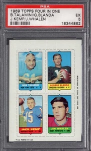 1969 Topps Four in One TALAMINI / George BLANDA / Jack KEMP / WHALEN PSA 5 EX - Bild 1 von 1