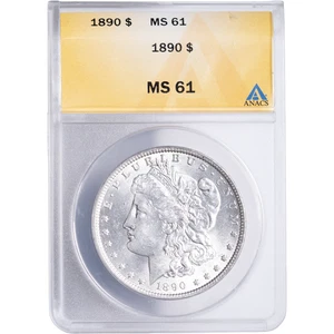 1890 $1 Morgan Silver Dollar ~ ANACS MS 61 - Picture 1 of 2