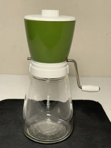 Molinillo de café retro de especias con mango de tuerca de vidrio verde de EE. UU. cocina vintage - Imagen 1 de 9