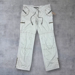 New Look Utility Cargo Hose W32 L31 Low Rise Beige Baumwolle Gerades Bein Y2K - Bild 1 von 7
