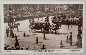 Vintage 1910 Rotary RPPC Queen's State Kutsche Trauerzug Edward VII - Bild 1 von 2