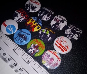 12 Punk Rock Button Pins Badges Lot Johnny Thunders Ramones The Stooges - Picture 1 of 1